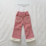[Melikey] Corduroy heart flare pants