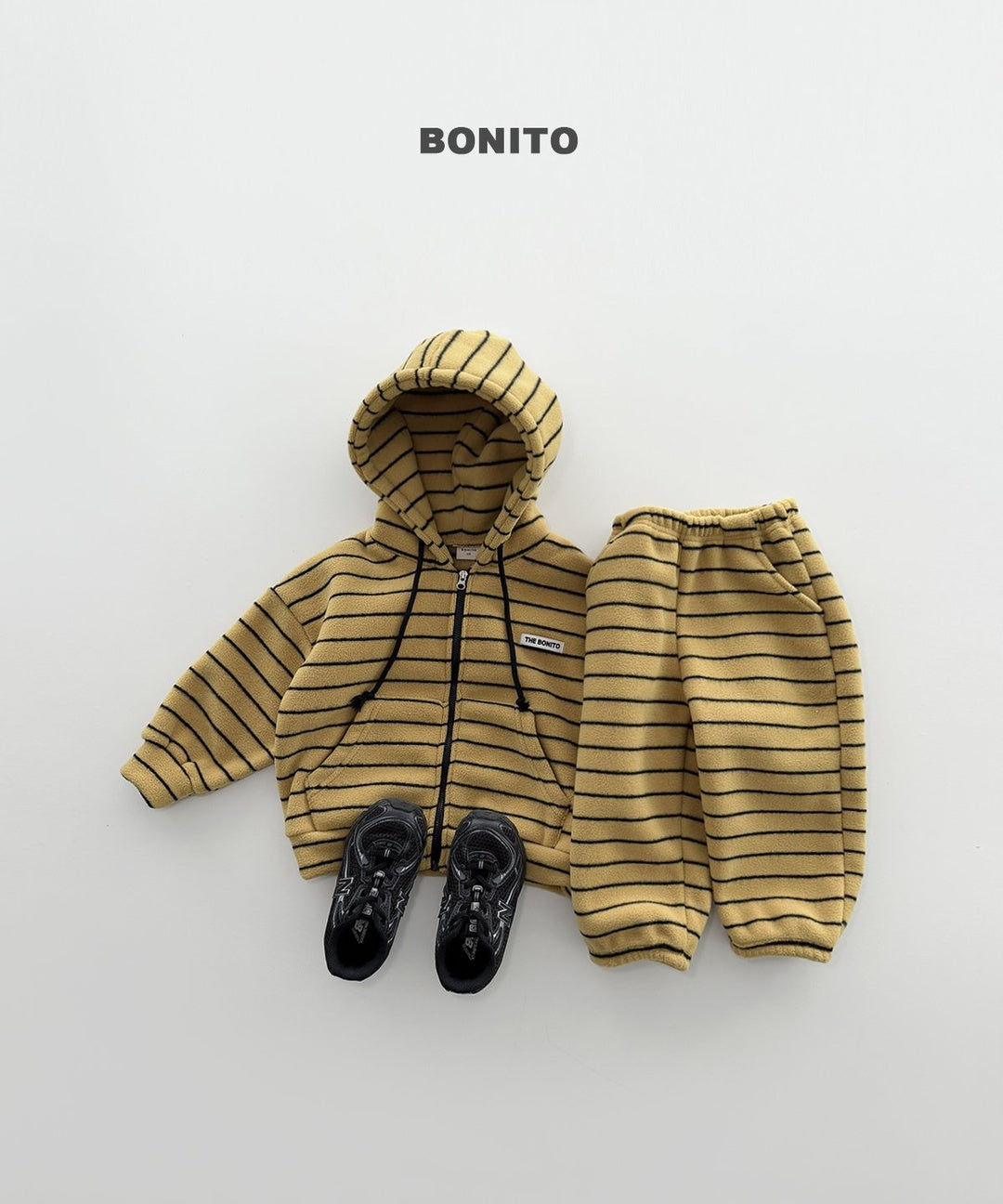 [BONITO] Our stripe hood zip-up set