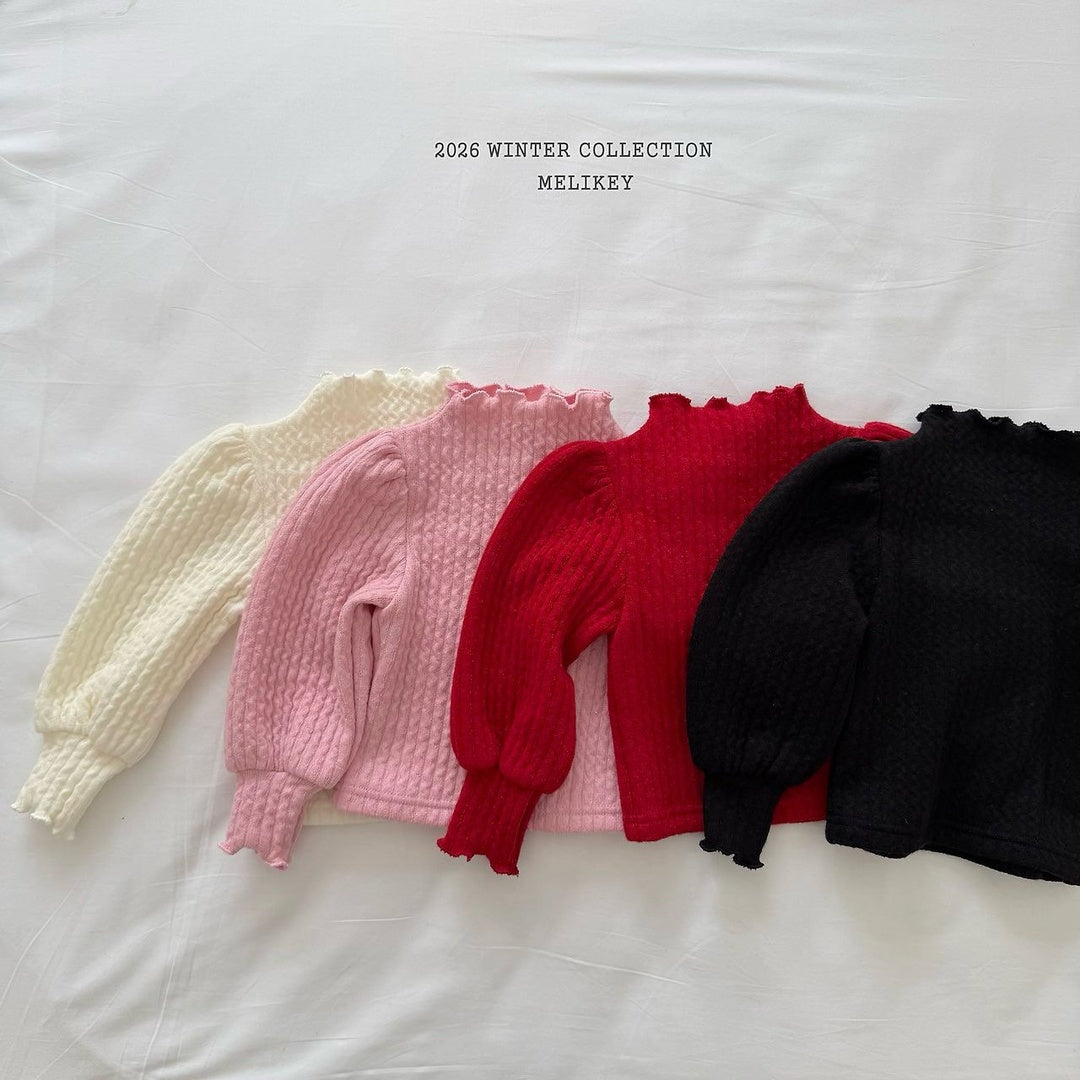 [Melikey] Knit rib puff tee