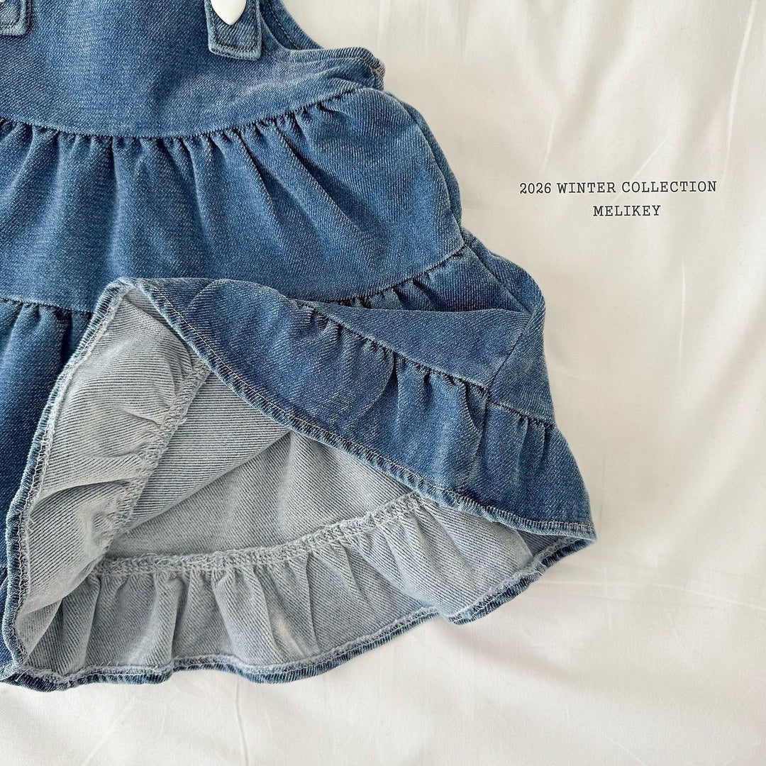 [Melikey] Cancan velvet denim one-piece