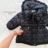 [Melikey] Heart quilting long padded jumper
