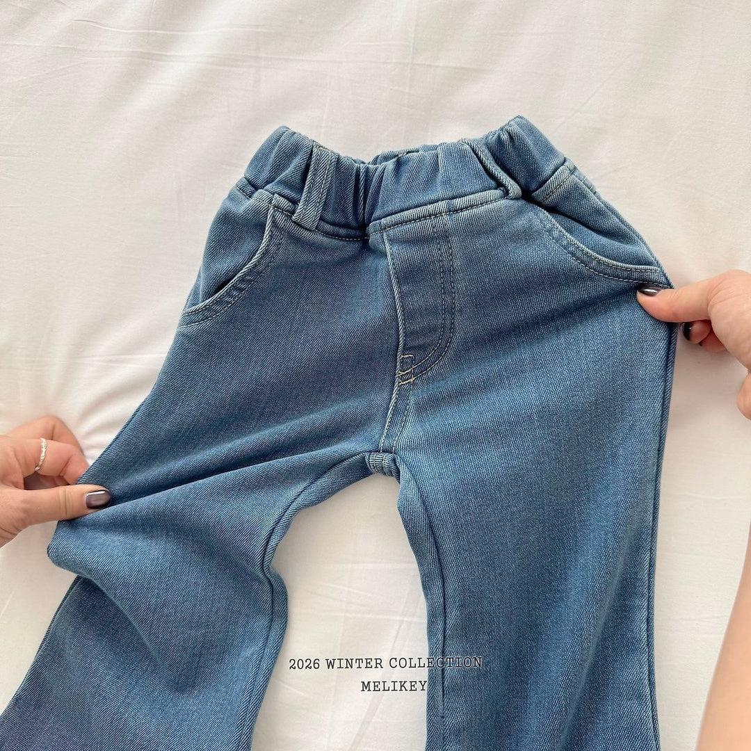 [Melikey] Wool denim heart flare pants