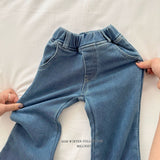 [Melikey] Wool denim heart flare pants