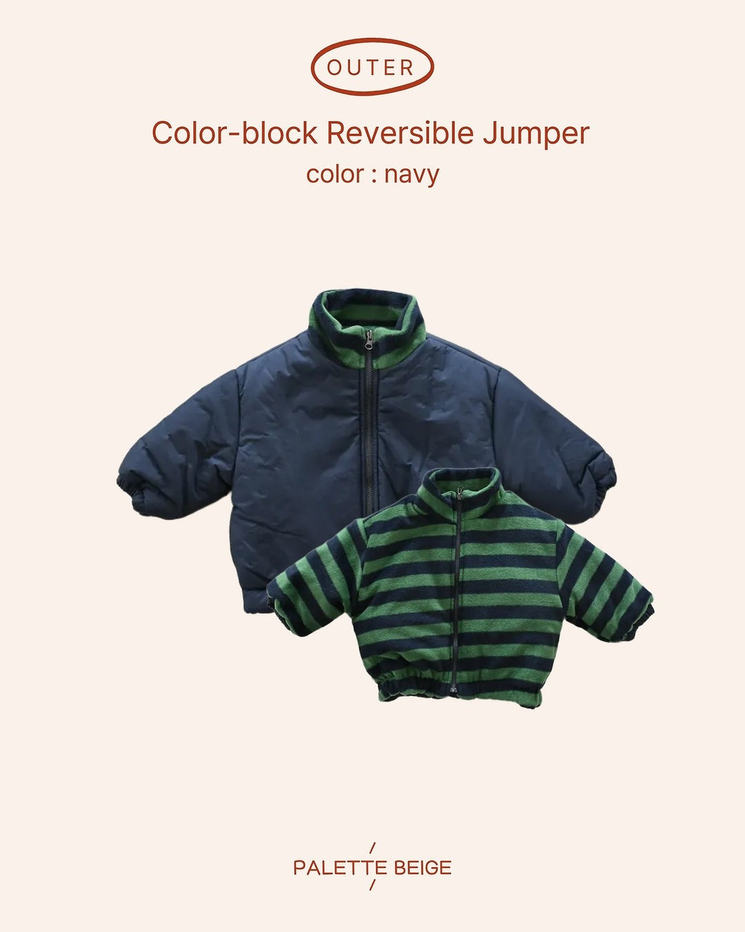 [PALETTE BEIGE] Color block reversible jumper