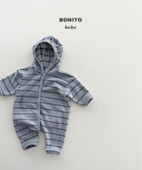 [BONITO] Stripe terry hood rompers