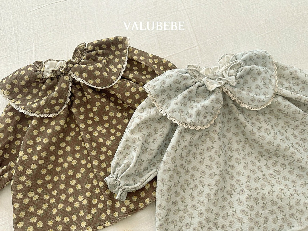 [valubebe] Flower collar corduroy one-piece
