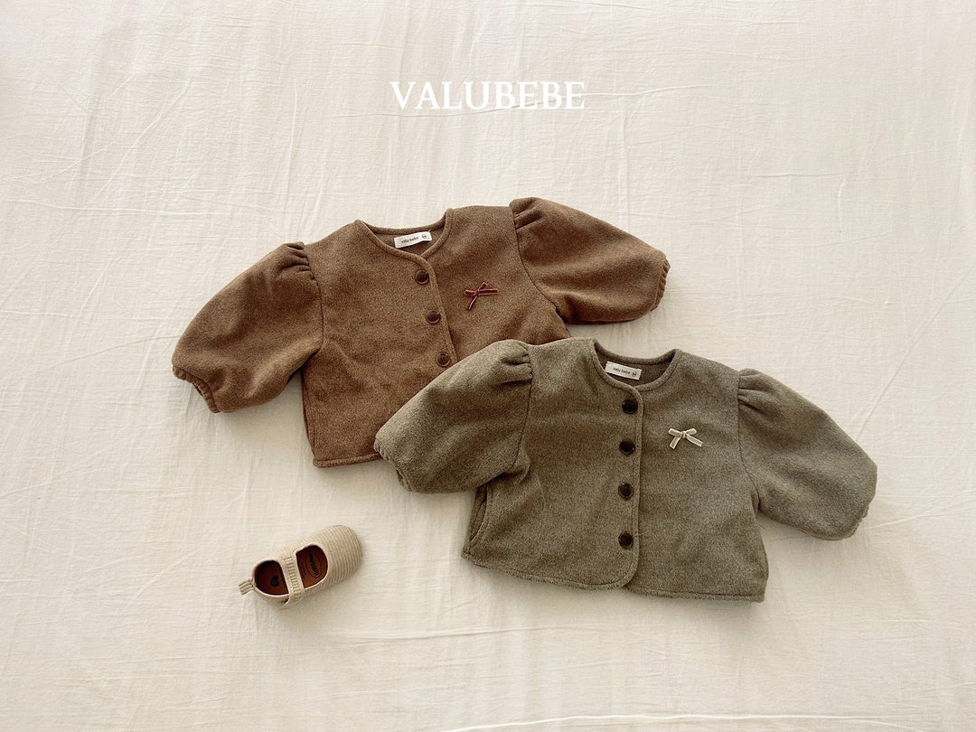 [valubebe] Ribbon puff wool jacket