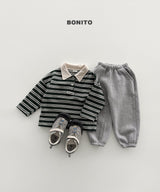 [BONITO] Stripe choco collar tee
