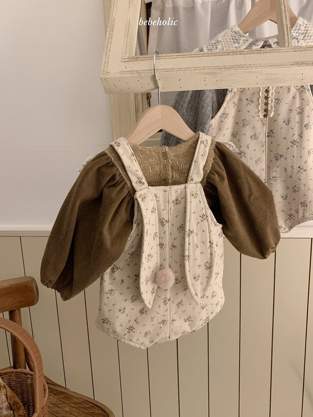 [bebeholic] Tiny rabbit suspender rompers
