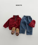 [BONITO] Check placket fleece