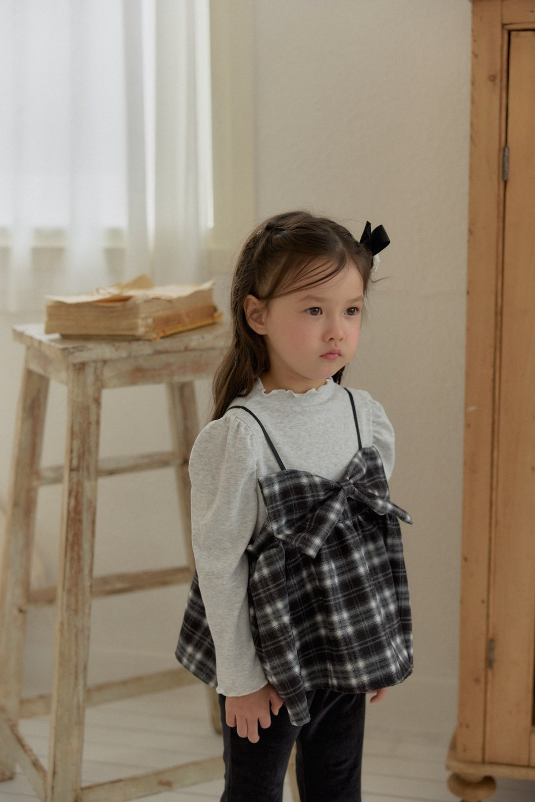 [berryberry] Carol check ribbon bustier