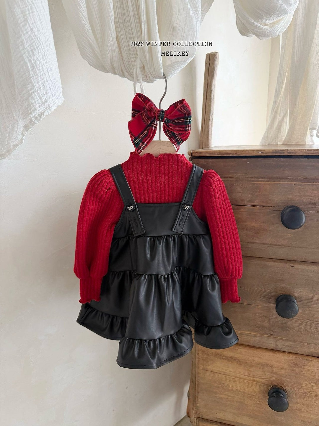 [Melikey] Chic leather cancan one-piece