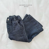 [Melikey] Velvet ribbon denim pants