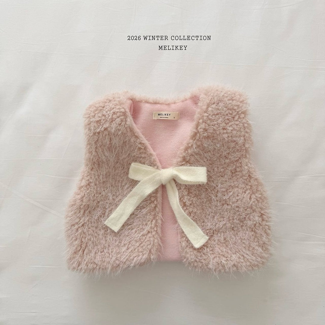 [Melikey] Cloud fur ribbon vest