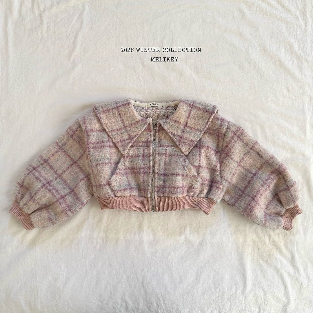 [Melikey] Wool check sailor jacket
