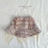 [Melikey] Check ribbon frill skirt