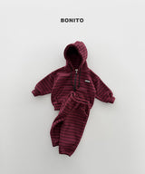 [BONITO] Our stripe hood zip-up set