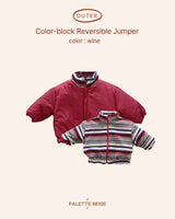 [PALETTE BEIGE] Color block reversible jumper