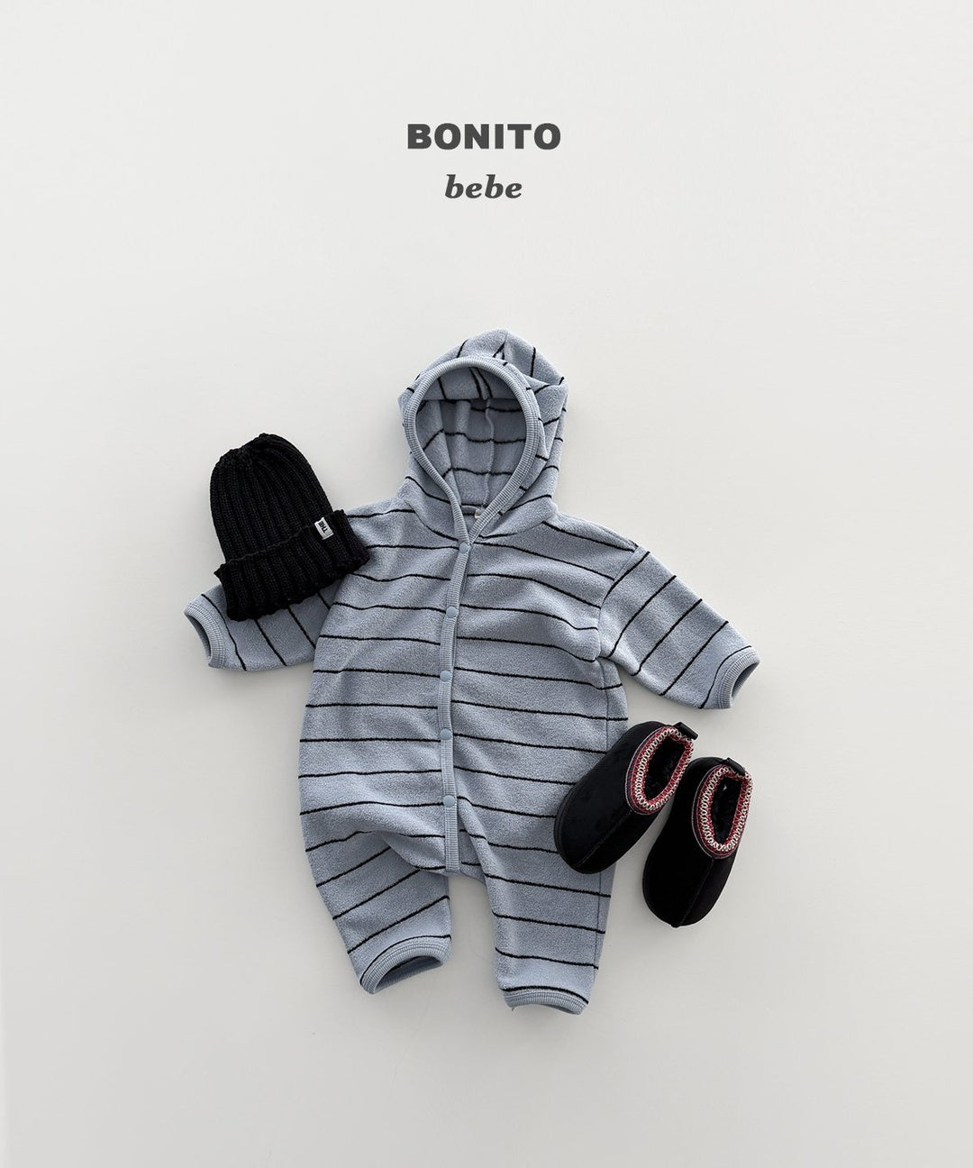 [BONITO] Stripe terry hood rompers