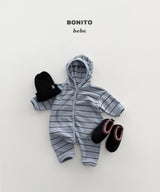 [BONITO] Stripe terry hood rompers
