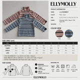 [ELLY MOLLY] Snow warmer stripe turtleneck tee