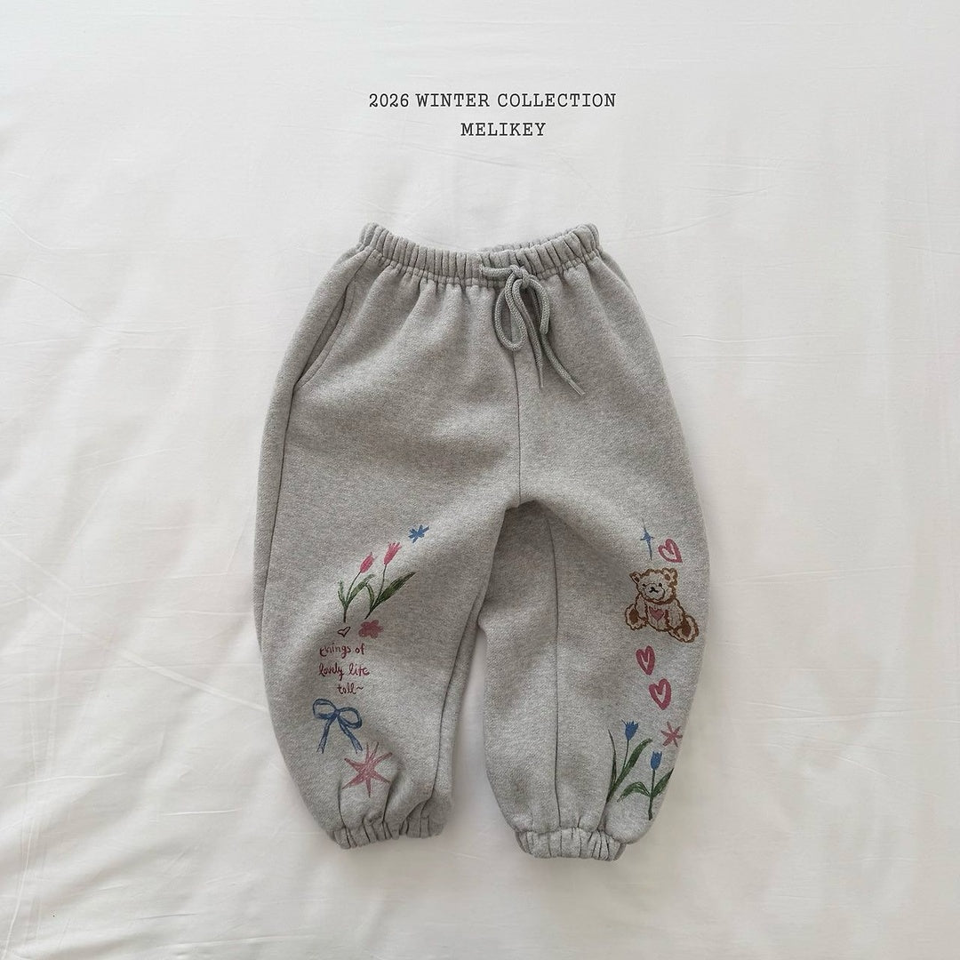 [Melikey] Bear illustration jogger pants