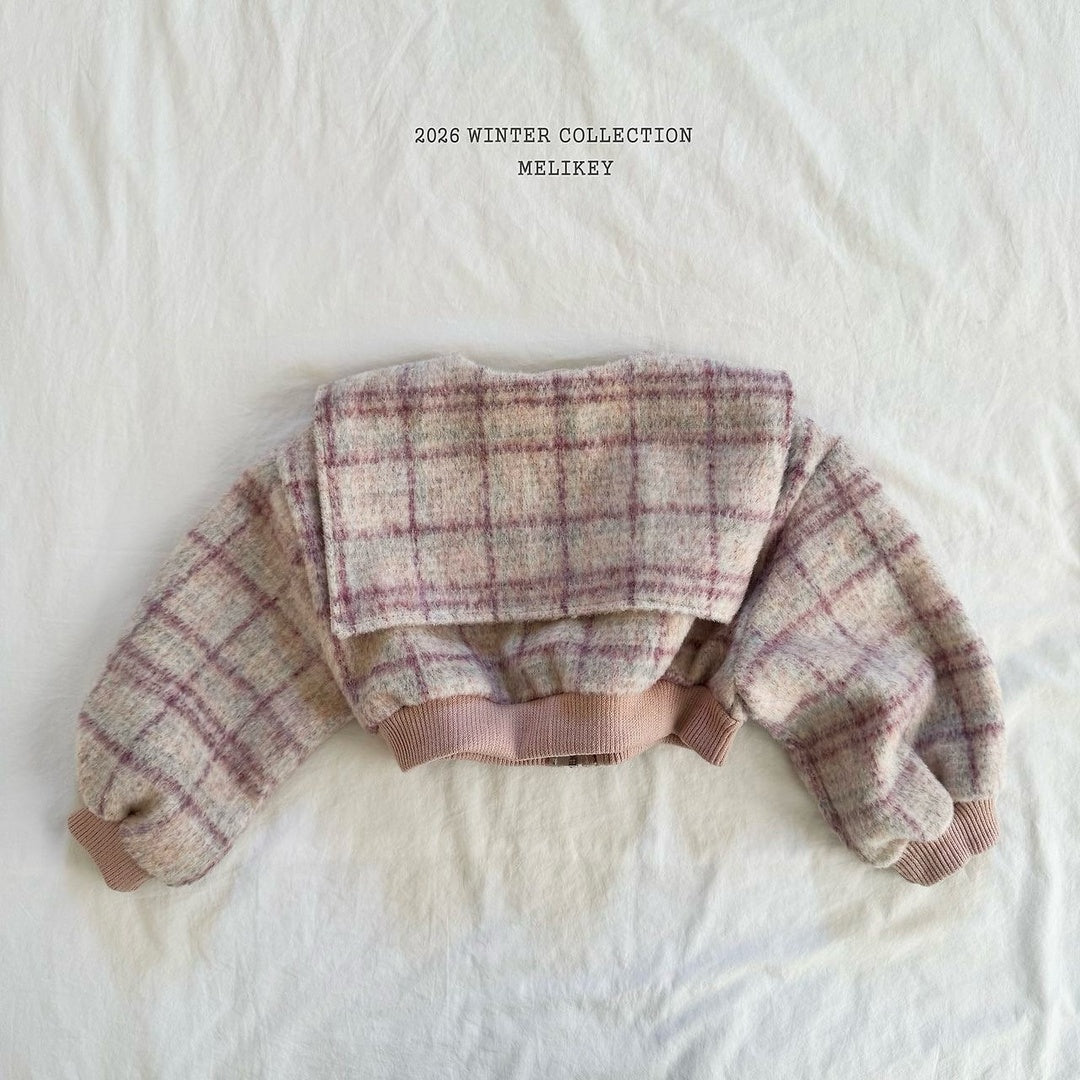 [Melikey] Wool check sailor jacket