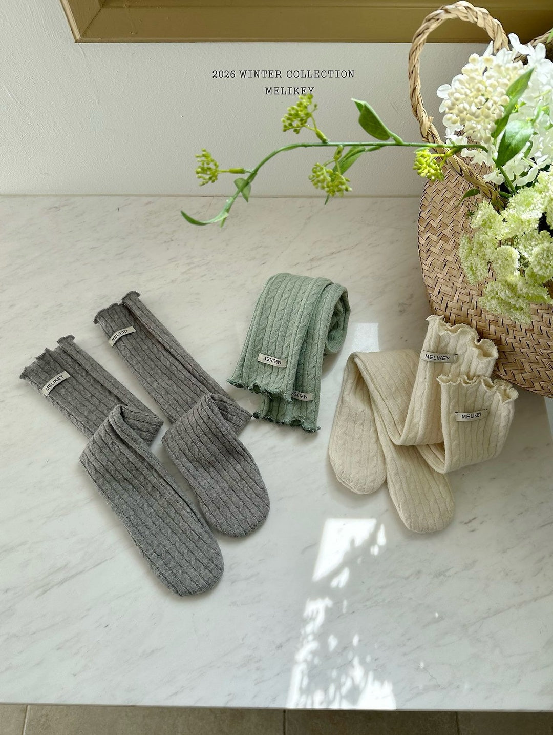 [Melikey] Cable long socks