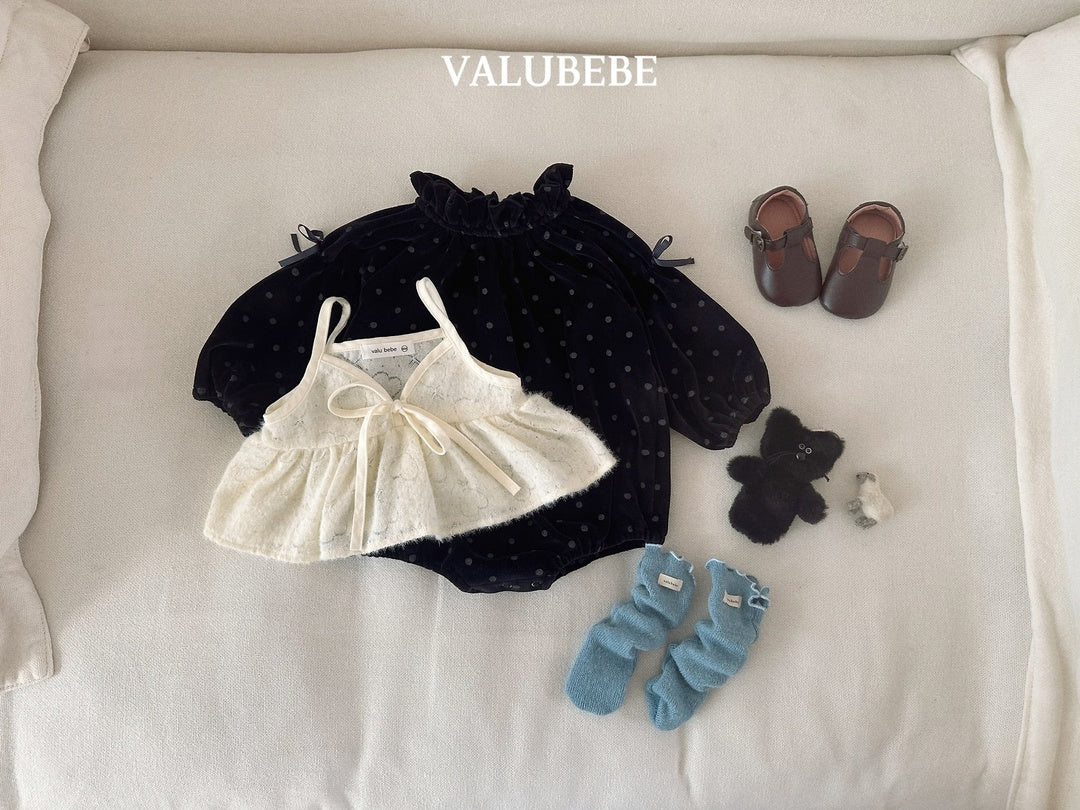[valubebe] Dot ribbon rompers