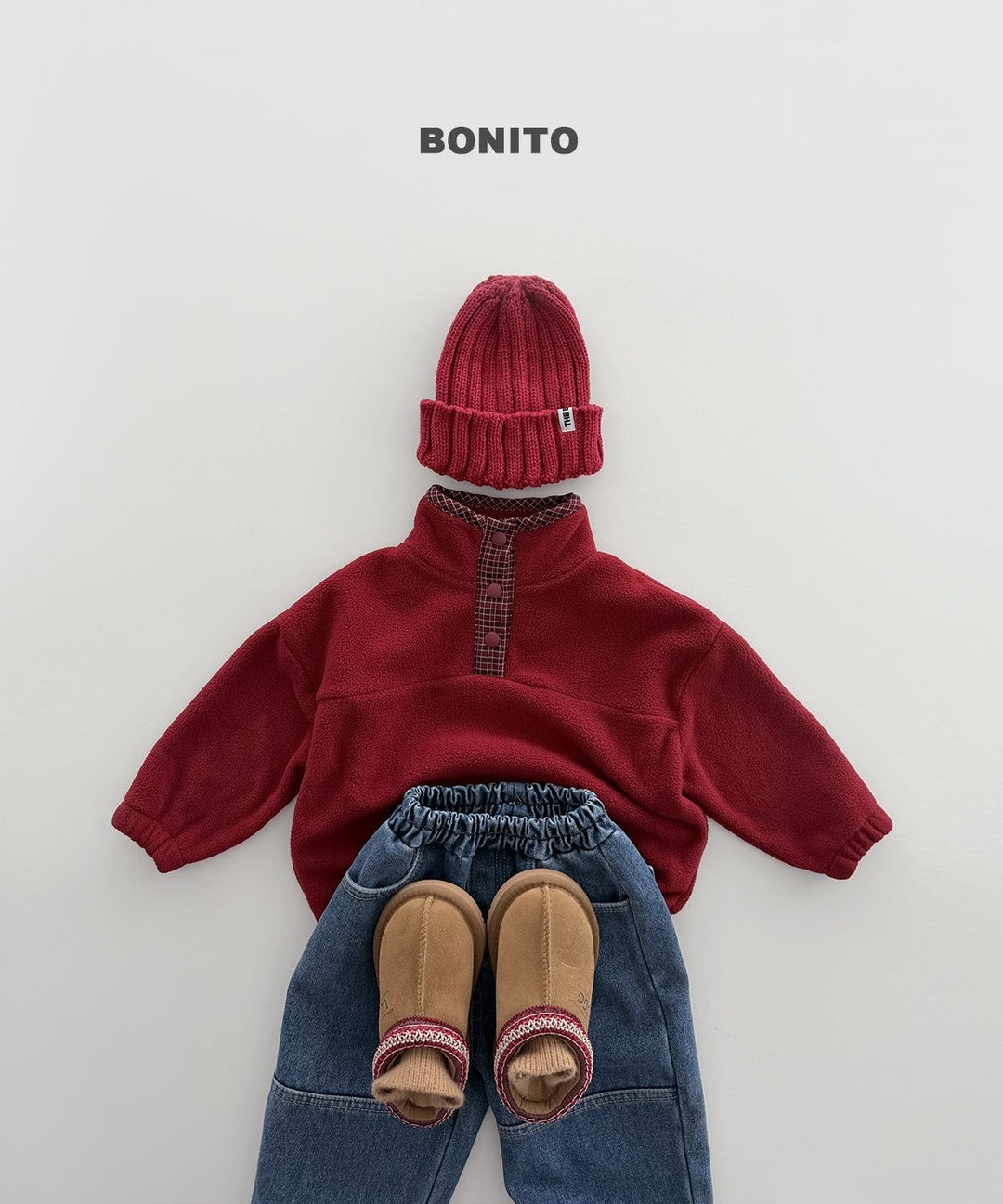 [BONITO] Check placket fleece