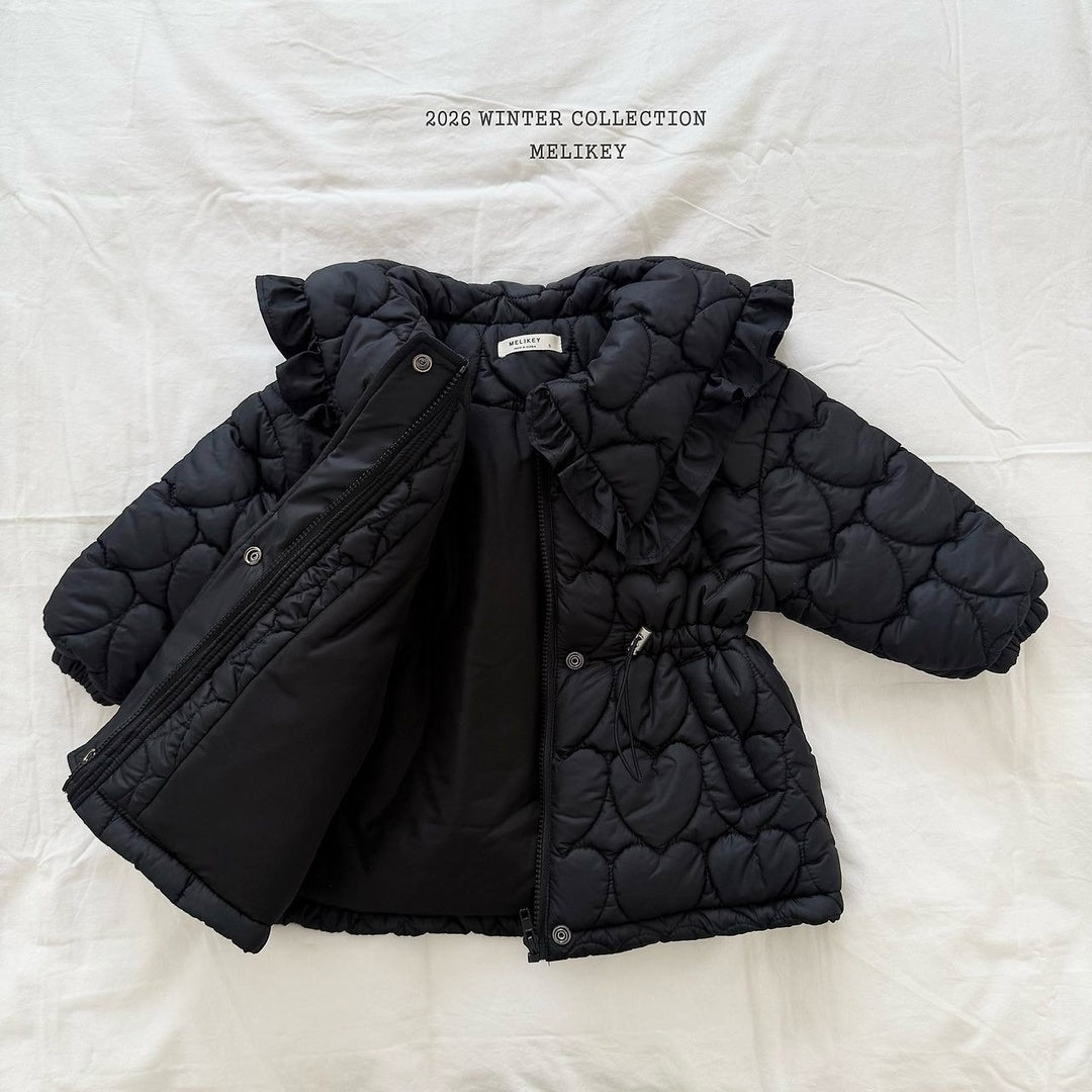 [Melikey] Heart quilting long padded jumper