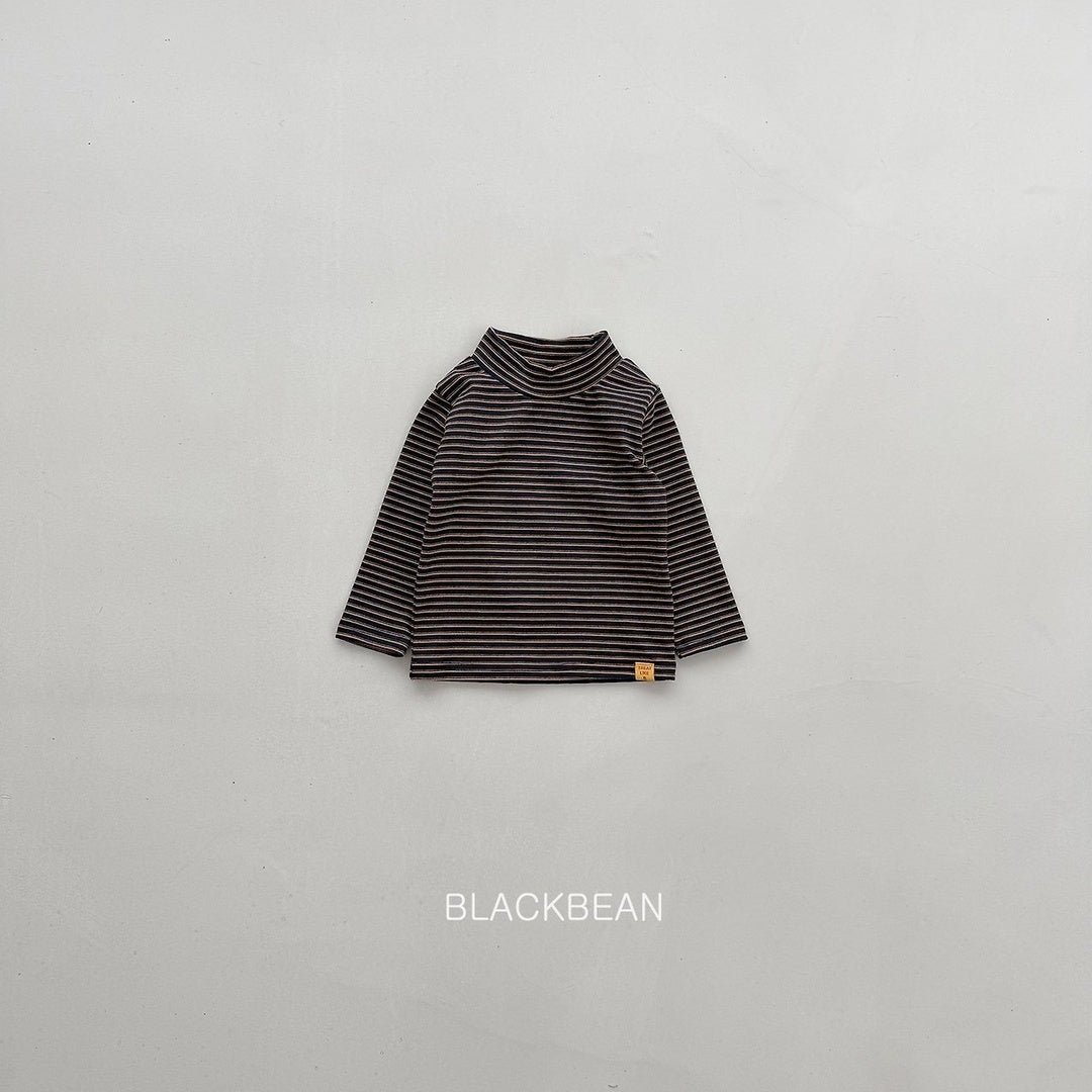[BLACK BEAN] Stripe halfneck tee