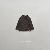 [BLACK BEAN] Stripe halfneck tee