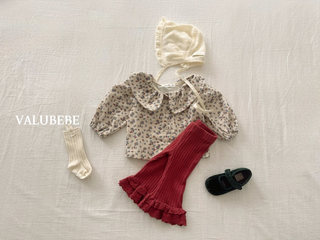 [valubebe] Frill lace bootcut pants