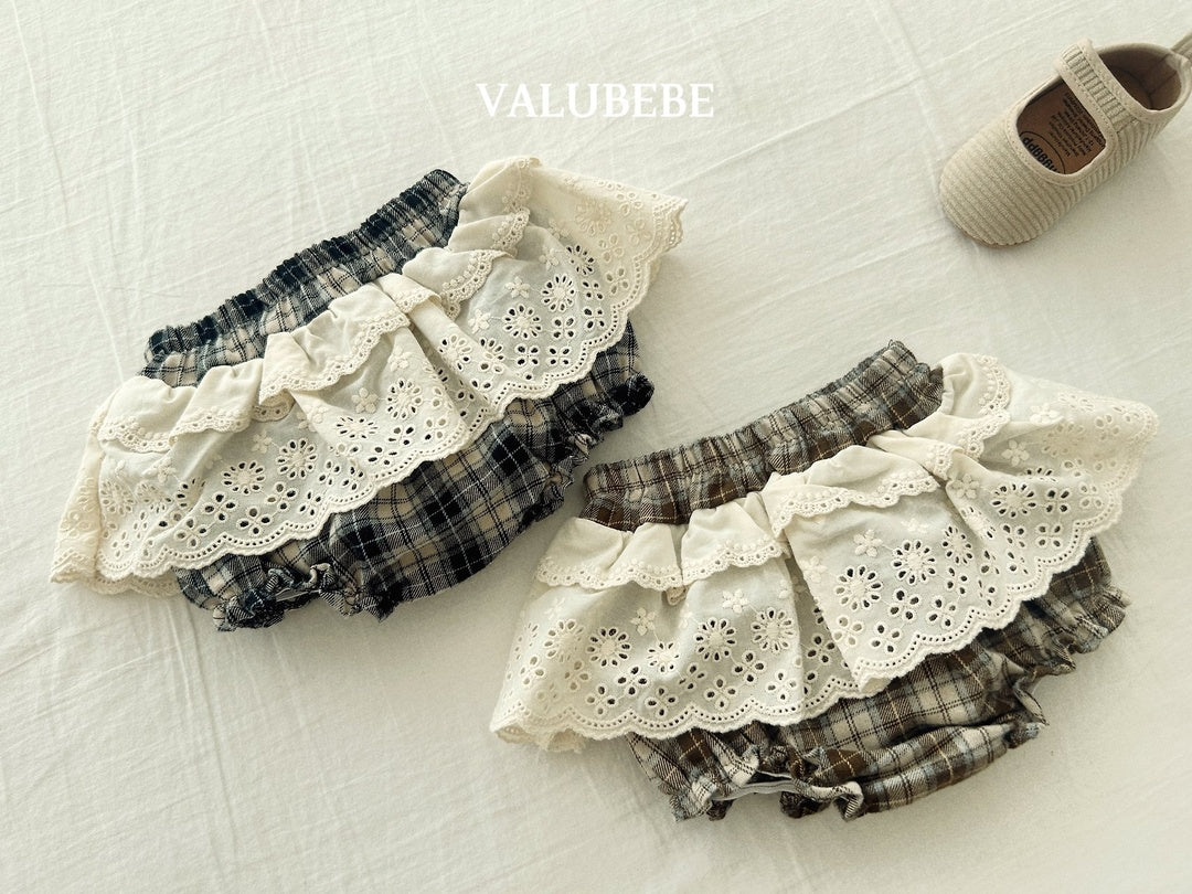 [valubebe] Checked lace bloomer
