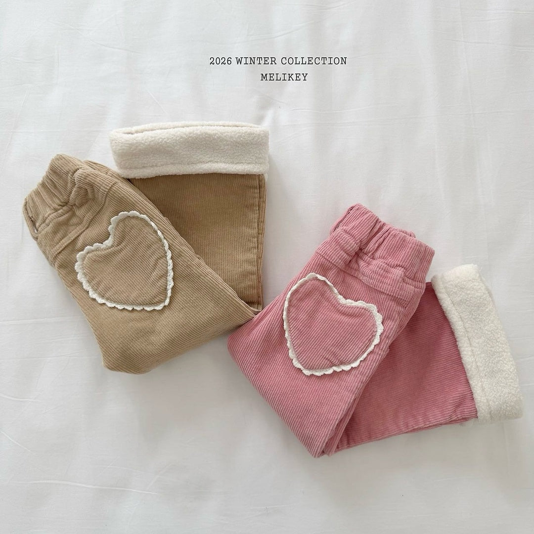 [Melikey] Corduroy heart flare pants