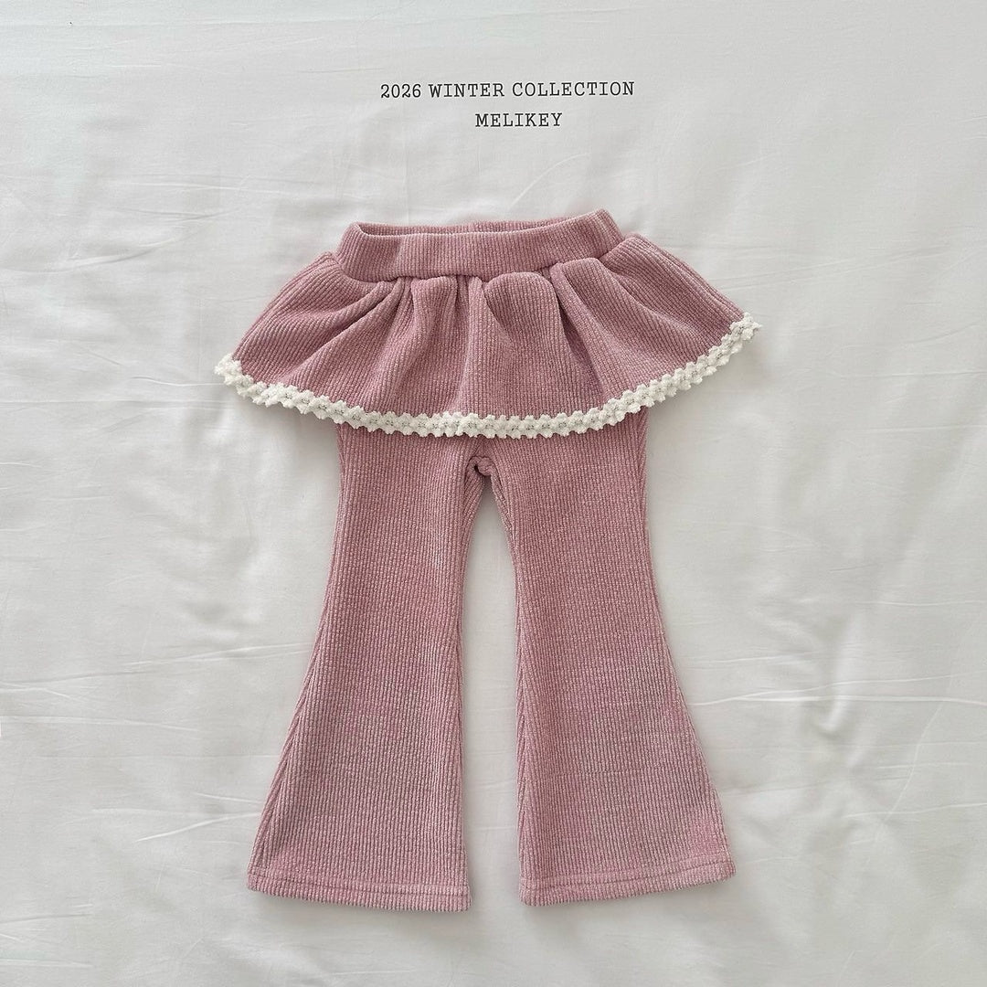[Melikey] Frill velvet flare pants