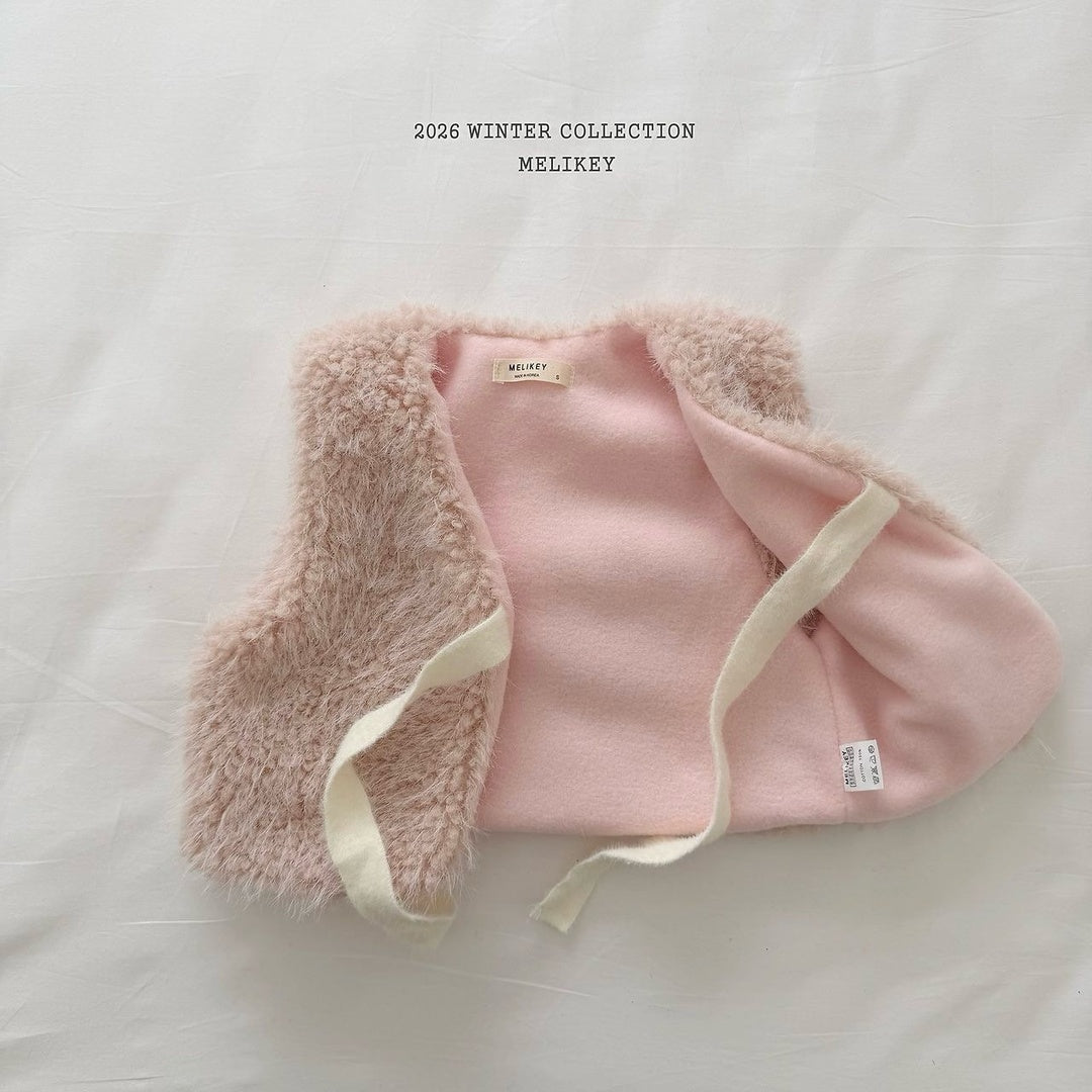 [Melikey] Cloud fur ribbon vest