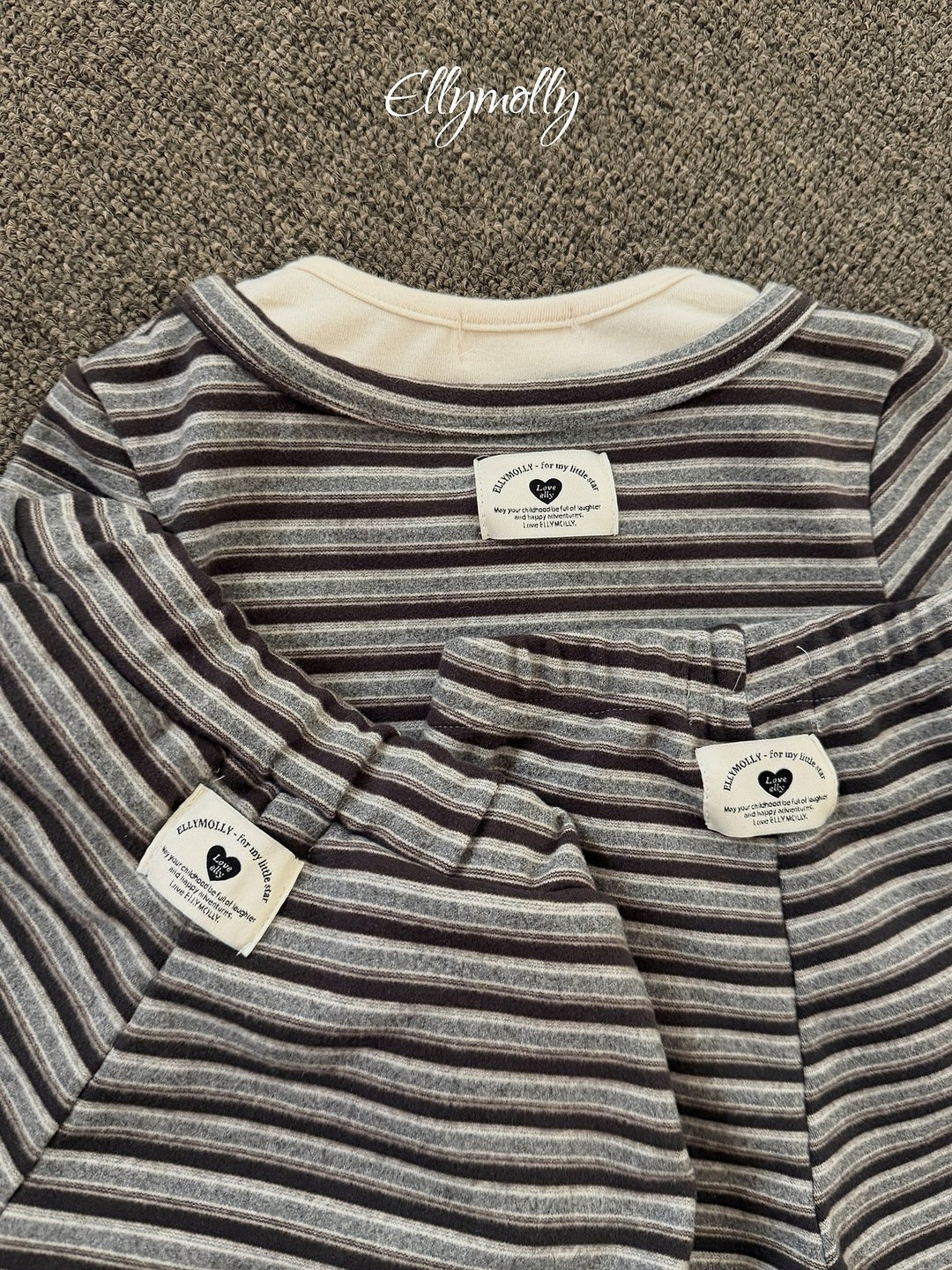 [ELLY MOLLY] Latte stripe balloon shorts