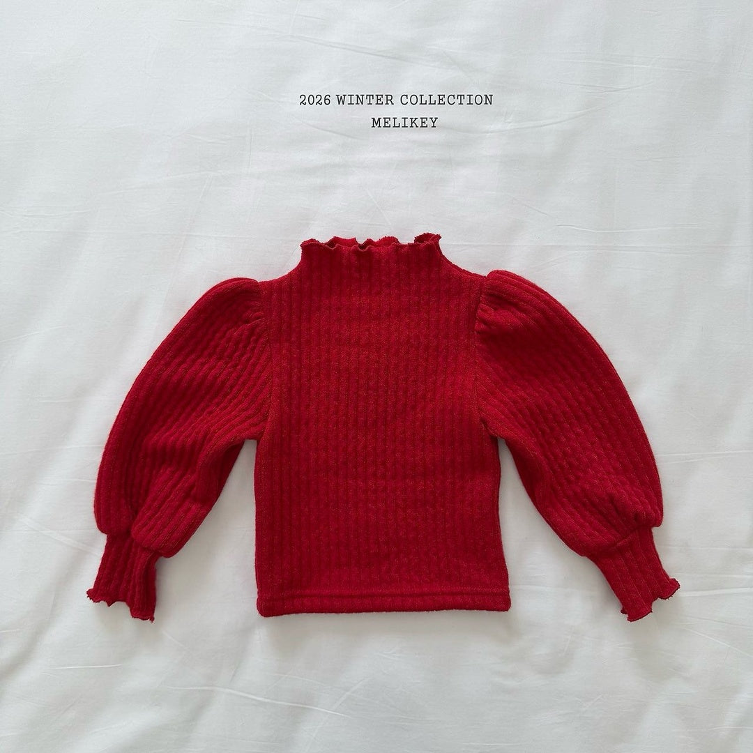 [Melikey] Knit rib puff tee