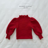 [Melikey] Knit rib puff tee
