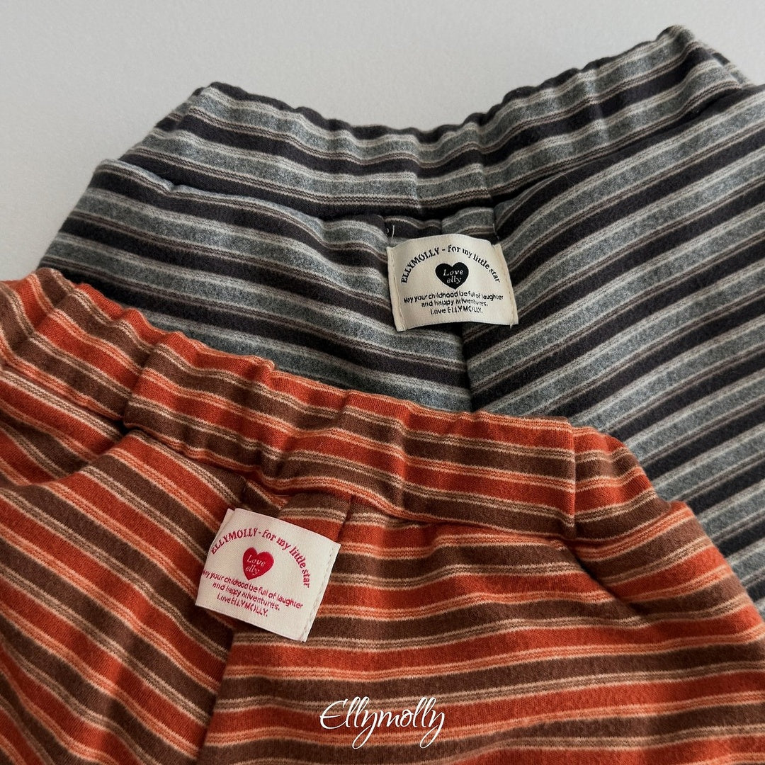 [ELLY MOLLY] Latte stripe balloon shorts