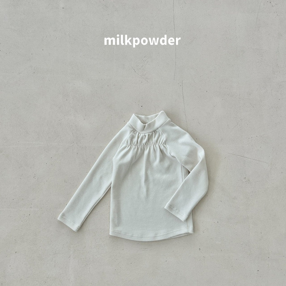 [milk powder] Shirring halfneck tee