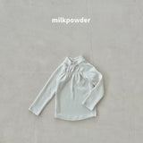 [milk powder] Shirring halfneck tee