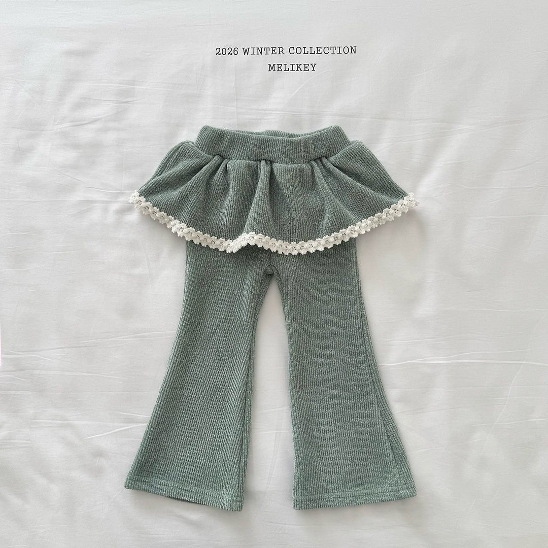 [Melikey] Frill velvet flare pants