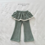 [Melikey] Frill velvet flare pants
