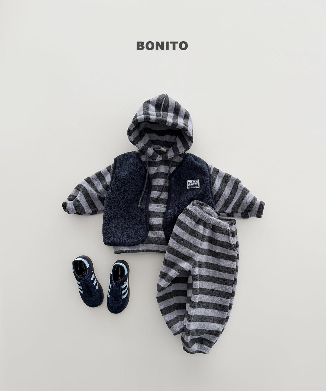 [BONITO] Stripe fleece jogger pants