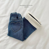 [Melikey] Wool denim heart flare pants