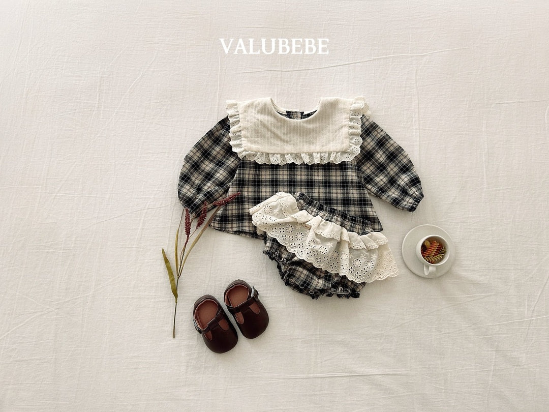 [valubebe] Checked lace bloomer