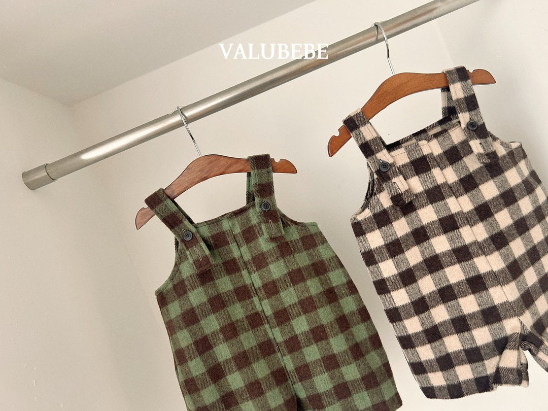 [valubebe] Almond check overalls